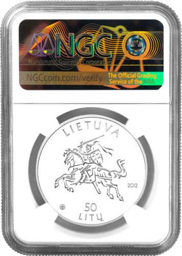 2012 Maironis Lithuania 50 litas silver coin PF 69 ULTRA CAMEO (3)