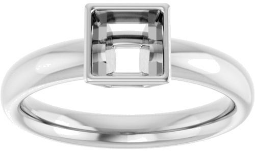 Sužadėtuvių Žiedas „Bezel-Set Solitaire“ 585 Baltojo Aukso Square 5mm (3)