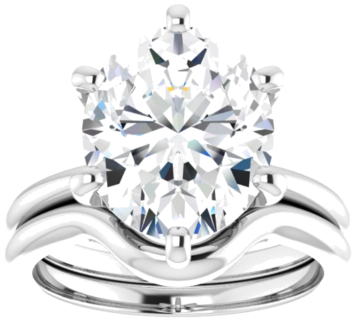 14K White  12x10 mm Oval Solitaire Engagement Ring Mounting (8)