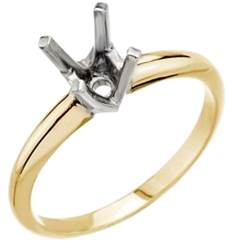 14K Yellow White 7.3-7.7 mm Round 4-Prong Lightweight Solitaire Engagement Ring Mounting (1)