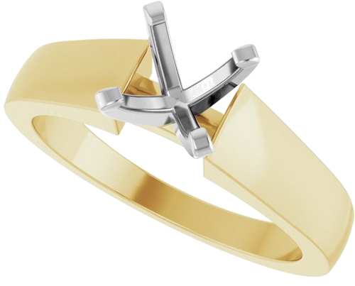 14K Yellow White 6.5 mm Round Solitaire Engagement Ring Mounting (5)