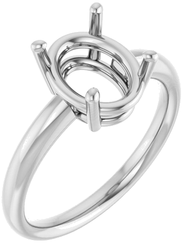 14K White 10x8 mm Oval Engagement Ring Mounting (1)