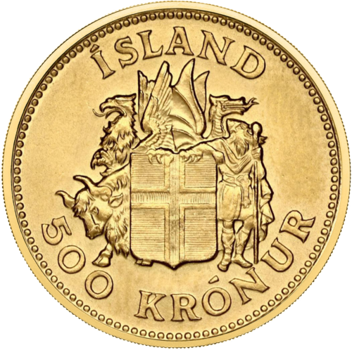 1961 Jon Sigurdsson 500 kronu Islandes zelta monēta (2)