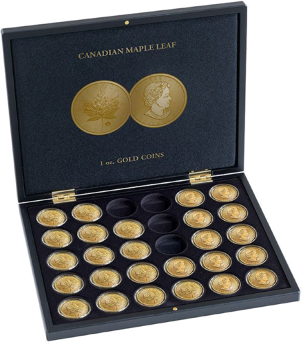 Dėžutė 30x1 oz auksinėms Klevo lapo monetoms su kapsulėmis (1)