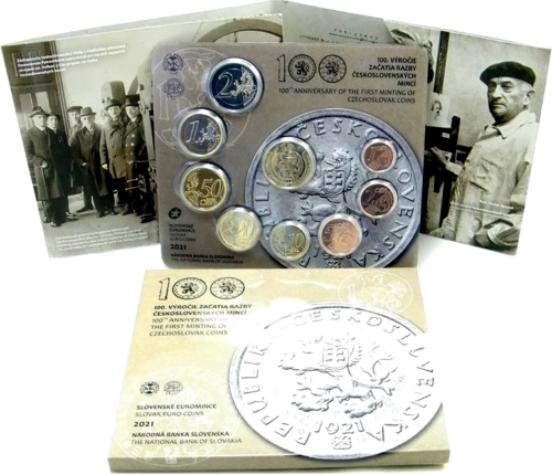 2021 Словакия Набор 100 лет чехословацким монетам BU (2)