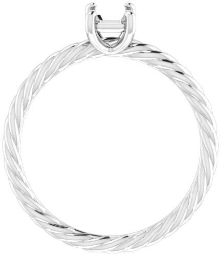 14K White 6x4 mm Emerald Solitaire Engagement Ring Mounting (2)
