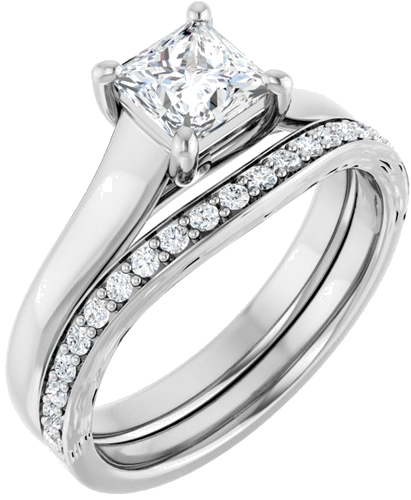 14K White 5 mm Square Solitaire Engagement Ring Mounting (6)