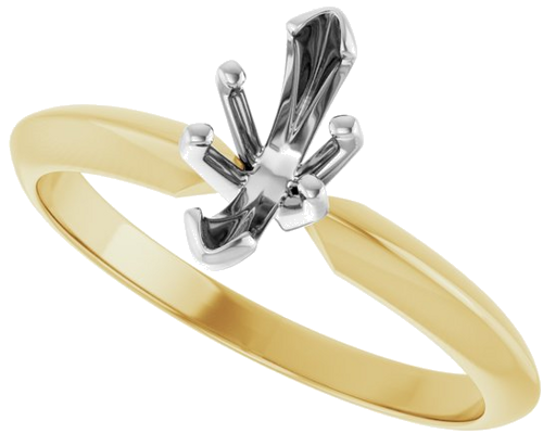 14K Yellow   White 6-Prong 8x3.5 mm Marquise V-End Solitaire Ring Mounting (5)