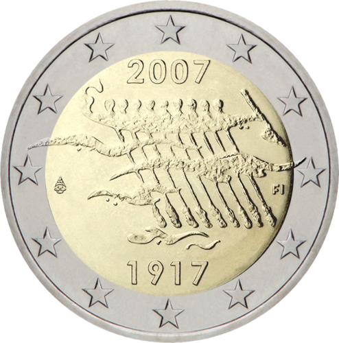 2007 Suomija Nepriklausomybė 2 eurų moneta (1)