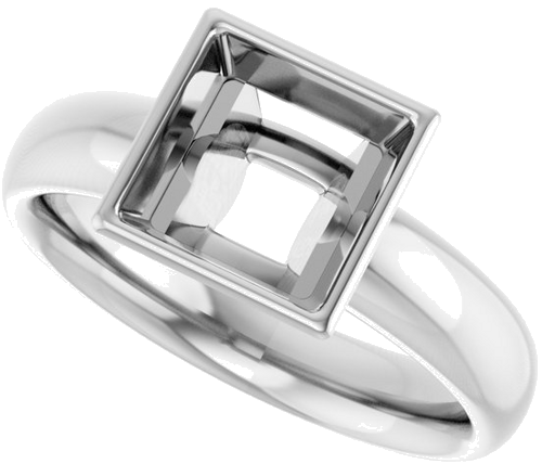 14K White 7 mm Square Engagement Ring Mounting (5)