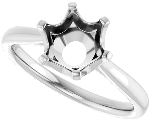14K White 8 mm Round Engagement Ring Mounting (5)