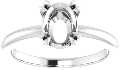 14K White 8x6 mm Oval Solitaire Engagement Ring Mounting (3)