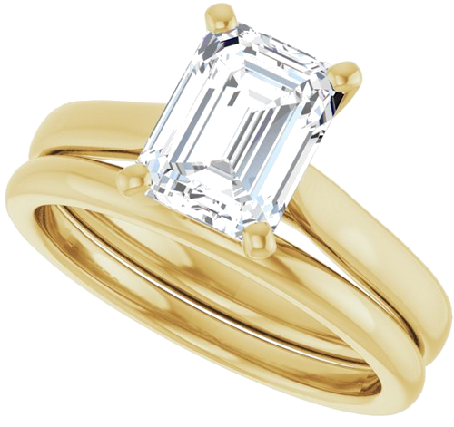 14K Yellow 8x6 mm Emerald Engagement Ring Mounting (10)