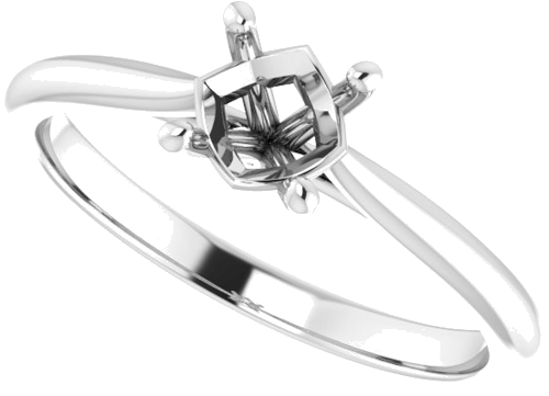 Sužadėtuvių Žiedas „Solitaire“ 585 Baltojo Aukso Round 5.5mm (5)