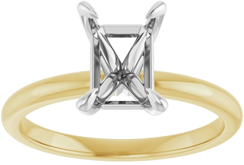 18K Yellow White 8 x 6 mm Emerald Engagement Ring Mounting (3)