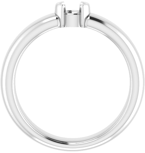 14K White 4.1 mm Round Half Bezel Solitaire Engagement Ring Mounting (2)
