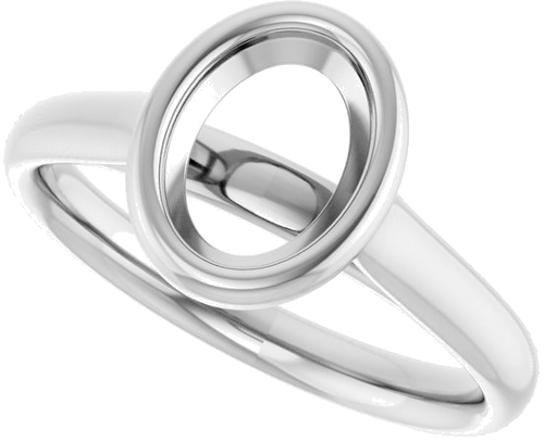 14K White  8x6 mm Oval Solitaire Engagement Ring Mounting (5)