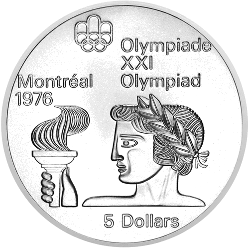 5 dolāri Sportists ar lāpu 1974 Kanāda sudraba monēta (1)