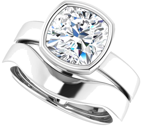 14K White 8 mm Cushion Solitaire Engagement Ring Mounting (10)