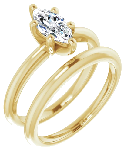 Sužadėtuvių Žiedas „Solitaire“ 585 Geltonojo Aukso Marquise 9mm x 4.5mm (6)
