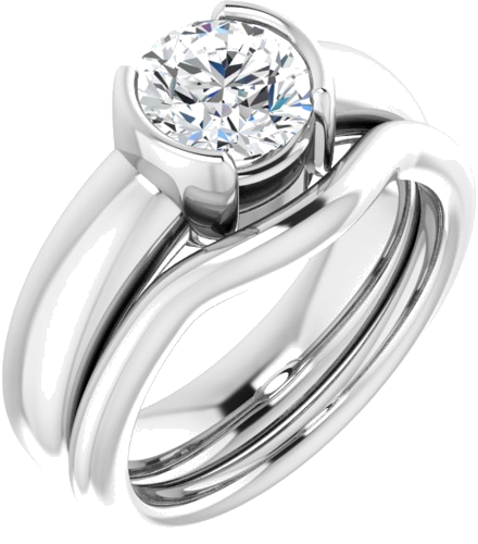 Sužadėtuvių Žiedas „Half Bezel Solitaire“ 585 Baltojo Aukso Round 7mm (6)