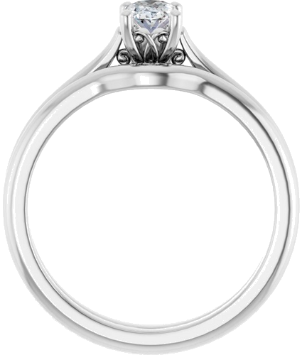 Sužadėtuvių Žiedas „Solitaire“ 585 Baltojo Aukso Oval 6mm x 4mm (7)