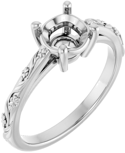 Sužadėtuvių Žiedas „Solitaire“ 585 Baltojo Aukso Round 6.5mm (1)