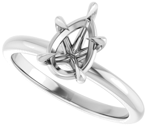 14K White 9x6 mm Pear Solitaire Engagement Ring Mounting (5)
