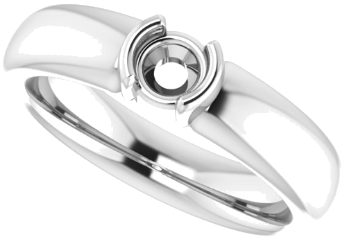10K White 4.4 mm Round Half Bezel Solitaire Engagement Ring Mounting (5)