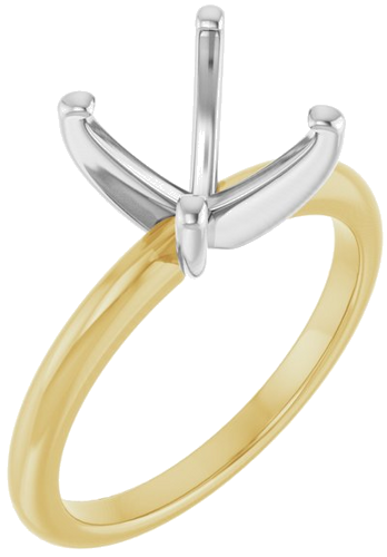 14K Yellow   White  7x7 mm Square Solitaire Engagement Ring Mounting (1)