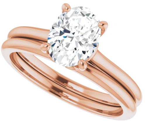 Sužadėtuvių Žiedas „Solitaire“ 585 Rožinis Aukso Oval 8mm x 6mm (10)