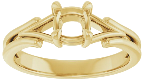 14K Yellow 5 mm Cushion Solitaire Engagement Ring Mounting (3)