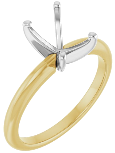 Sužadėtuvių Žiedas „Solitaire“ 585 Geltonojo Aukso Ir 950 Platinos Emerald 8mm x 6mm (1)