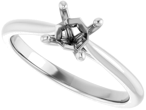 14K White 4.5 mm Square Solitaire Engagement Ring Mounting (5)