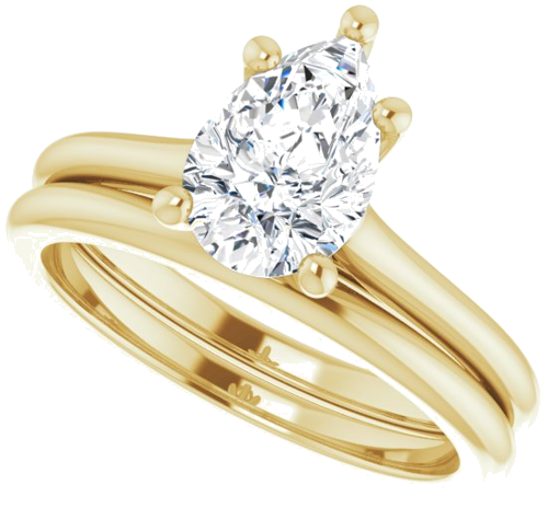 Sužadėtuvių Žiedas „Solitaire“ 585 Geltonojo Aukso Pear Shape 9mm x 6mm (10)