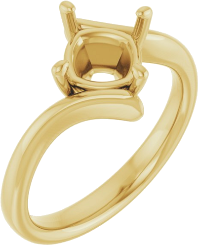 14K Yellow  7 mm Cushion Solitaire Engagement Ring Mounting (1)