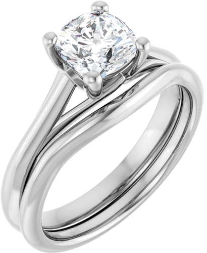 14K White 6 mm Cushion Solitaire Engagement Ring Mounting (6)