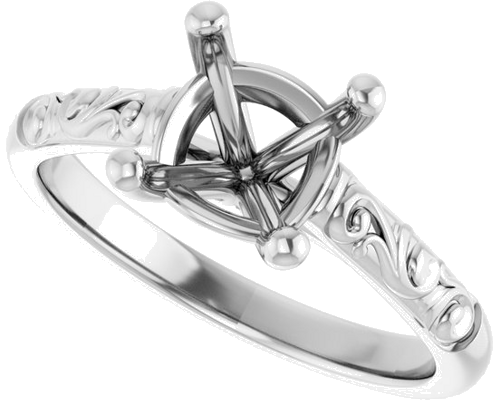 14K White 7 mm Cushion Solitaire Engagement Ring Mounting (5)