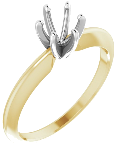 14K Yellow   White 5-5.3 mm Round 6-Prong Comfort-Fit Solitaire Ring Mounting (1)