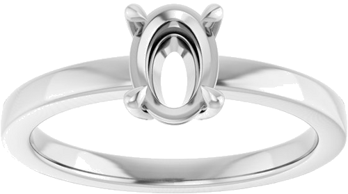 14K White 7x5 mm Oval Solitaire Engagement Ring Mounting (3)