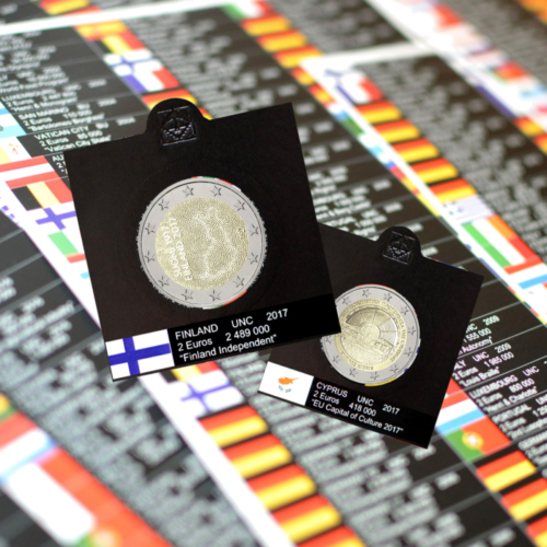 Flags - stickers for all commemorative 2 euro coins in holders 2004 - 2024 (6)