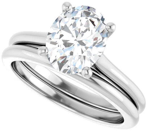 Sužadėtuvių Žiedas „Solitaire“ 417 Baltojo Aukso Oval 9mm x 7mm (10)