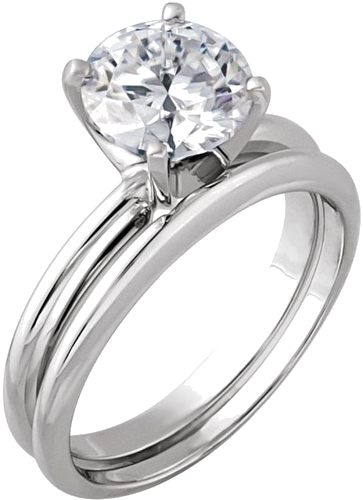 Sužadėtuvių Žiedas „Heavy Solitaire“ 585 Baltojo Aukso Round 8.6mm x 9.1mm (5)