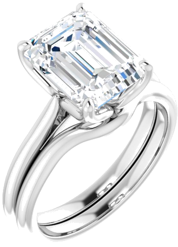 Sužadėtuvių Žiedas „Solitaire“ 585 Baltojo Aukso Emerald 10mm x 8mm (6)