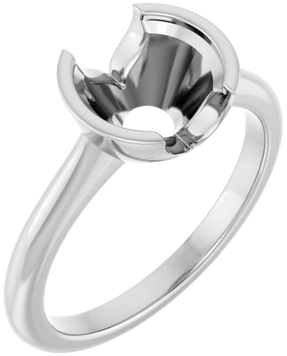 Sužadėtuvių Žiedas „Half Bezel Solitaire“ 585 Baltojo Aukso Round 8mm (1)