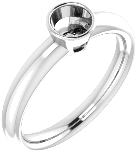 Sužadėtuvių Žiedas „Bezel-Set Solitaire“ 585 Baltojo Aukso Round 4.4mm (1)