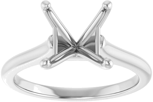 10K White 7 mm Square Solitaire Engagement Ring Mounting (3)