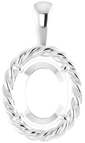 Sterling Silver  10x8 mm Oval Pendant Mounting (1)