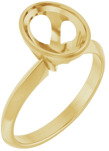 14K Yellow 9 x 7 mm Oval Solitaire Engagement Ring Mounting (1)