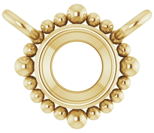 14K Yellow 3 mm Round Beaded Bezel-Set Necklace Center (1)
